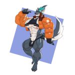 1:1 2024 absurd_res anthro biceps big_bulge big_muscles big_pecs blue_body blue_fur brewster_(dislyte) brown_eyes bulge canid canine canis claws clothed clothing demondragoncyan dislyte domestic_dog eyewear eyewear_on_head fur goggles goggles_on_head hi_res huge_muscles hyper hyper_muscles jacket lilith_games looking_at_viewer male mammal muscular muscular_anthro muscular_male nipples pecs solo toe_claws topwear tufted_fur underwear white_body white_fur