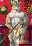 absurd_res anthro biped cane canid canine countershade_face countershade_fur countershade_torso countershading eyebrows fingers flaccid fur genitals hi_res inner_ear_fluff male mammal monsterplus muscular muscular_anthro muscular_male penis solo tail tuft