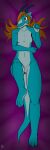 2024 absurd_res anthro bent_leg blue_body blue_horn breasts claws clitoral_hood countershade_torso countershading dakimakura dakimakura_design digital_drawing_(artwork) digital_media_(artwork) dragon featureless_breasts female flawedspirit full-length_portrait genitals hair hi_res horn lying mythological_creature mythological_scalie mythology nude on_back orange_eyes orange_hair pink_pussy portrait pussy raised_leg scales scalie selena_(flawedspirit) simple_background small_breasts smile solo tail teal_body teal_scales 