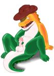  absurd_res alligator alligatorid anthro balls blush candy clothing crocodilian dessert digital_media_(artwork) erection food food_creature genitals glitch_productions green_body gummigoo_(tadc) gummy_(food) gummy_creature hat headgear headwear hi_res living_candy male masturbation midnight_meowth nude open_mouth penis reptile scalie solo tail the_amazing_digital_circus 