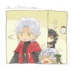  1boy 2girls amakusa_shirou_(fate) black_hair blush calendar_(object) check_translation dark_skin earrings fate/grand_order fate_(series) hair_ornament jeanne_d&#039;arc_alter_santa_lily_(fate) jewelry long_hair madide motion_lines multiple_girls notice_lines open_mouth peeking_out semiramis_(fate) sweatdrop translation_request 