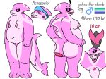  anthro anus big_butt blush breasts butt fish gabszu genitals male male/male marine nude overweight overweight_male penis pink_body shark shark_tail solo 