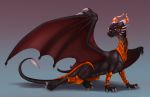  2020 3_toes black_body black_scales claws digital_media_(artwork) dragon feral hi_res horn icelectricspyro membrane_(anatomy) membranous_wings red_eyes scales scalie simple_background spines toes western_dragon wings 