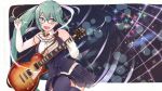  .live blue_eyes blue_hair blush elbow_gloves glasses gloves guitar instrument kagura_suzu long_hair ponytail tagme_(artist) thighhighs 