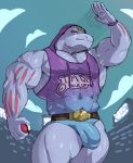  anthro big_muscles bulge clothing genital_outline hi_res hoodie huge_muscles looking_at_viewer machoke male muscular muscular_male nintendo penis_outline pok&eacute;ball pok&eacute;mon pok&eacute;mon_(species) solo sxfpantera topwear video_games 