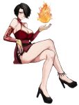  absurdres breasts cinder_fall commission commissioner_upload crossed_legs fireball high_heels highres large_breasts long_legs looking_at_viewer nero_watch rwby short_hair sleeveless solo stiletto_heels yellow_eyes 