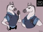  2016 anthro clothed clothing disney equid equine holding_object horse looking_at_viewer male mammal multiple_poses open_mouth open_smile pose rikuta_tp smile solo zootopia 