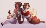  big_breasts blush breasts canid canine canis cervid cervine cleavage clothed clothing conditional_dnp domestic_dog duo eyewear female fur glasses hair hooves horn legwear lia_(naexus) lingerie looking_at_viewer mammal naexus panties sika_deer thick_thighs underwear wide_hips 