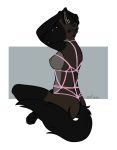  2020 alpha_channel anthro bound breasts canid canine canis digital_media_(artwork) domestic_dog female mammal nipples nude rope rope_bondage rope_harness simple_background solo 