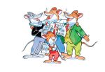  age_difference anthro barefoot biped clothed clothing digital_media_(artwork) fully_clothed geronimo_stilton group holding_object mammal rodent source_request thea_stilton trap_stilton unknown_artist 