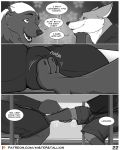  4:5 anthro badger bulge canid canine comic duo english_text feet foreplay fox hi_res honey_badger male male/male mammal misterstallion mustelid musteline romantic_ambiance text url 