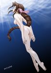  aerith_gainsborough ass bow breasts brown_hair closed_eyes drill_hair final_fantasy final_fantasy_vii freediving hair_ribbon kedo_mitsuharu long_hair medium_breasts nude pink_bow ponytail ribbon swimming underwater very_long_hair 