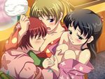  breast_grab breast_squeeze breast_sucking breasts fff_threesome grabbing group_sex japanese_clothes kamiizumi_yasuna kashimashi kimono kurusu_tomari long_sleeves medium_breasts multiple_girls osaragi_hazumu pink_kimono red_hair sanshita threesome yukata yuri 