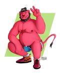  2020 absurd_res anthro beard belly bulge clothing eyes_closed facial_hair felid feline fur hi_res humanoid_hands male mammal moobs nipples overweight overweight_male red_body red_fur solo towelthebear underwear 
