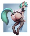  anthro blue_hair butt clothed clothing conditional_dnp equid equine female hair hi_res horse jotun22 legwear maid_uniform mammal my_little_pony panties simple_background stockings thigh_highs underwear uniform 