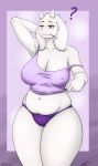  abstract_background baggy_clothing belly big_breasts bovid braless breasts brush caprine clothing confusion curvy_figure drowsy female goat hi_res horn jeffthehusky long_ears mammal mother nipples pajamas panties parent red_eyes shirt slightly_chubby solo tank_top thick_thighs tired toothbrush topwear toriel undertale underwear video_games voluptuous wide_hips 