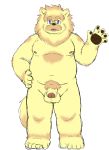  2020 absurd_res anthro balls belly canid canine canis domestic_dog eyewear flaccid genitals glasses hi_res kemono male mammal moobs navel nipples overweight overweight_male penis reddo12340 simple_background solo white_background 