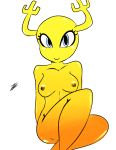  anthro antlers blue_eyes breasts butt cartoon_network fairy female hi_res horn inuyuru looking_at_viewer mammal nipples nude penny_fitzgerald simple_background sitting smile the_amazing_world_of_gumball thick_thighs white_background wide_hips wings 