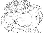  5_fingers anthro anthro_on_anthro asian_mythology back_muscles biceps dragon duo east_asian_mythology eastern_dragon facial_scar fingers hair horn hug humanoid_hands male male/male monochrome muscular muscular_male mythology niku_18 scalie scar western_dragon 