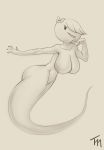  accessory bite biting_lip breasts butt carrie_krueger cartoon_network female ghost hair hair_accessory hi_res looking_at_viewer monochrome nipples not_furry nude simple_background smile solo spirit teeth the_amazing_world_of_gumball thick_thighs thingshappen wide_hips 