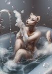  2020 anthro bath bathing bathroom bathtub bubble comfortably felid feline female fur hi_res lion lostgoose mammal nude pantherine soap wash water wet 
