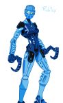  2012 absurd_res armor bionicle blue_body digital_drawing_(artwork) digital_media_(artwork) female gali hi_res holding_object holding_weapon humanoid lego looking_at_viewer machine mask melee_weapon not_furry robot rubtox signature simple_background solo standing text toa translucent translucent_body weapon white_background yellow_eyes 