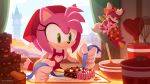  16:9 amy_rose anthro apron big_the_cat chip_(sonic) clothing dessert domestic_cat eating eulipotyphlan eyes_closed felid feline felis female food fur gloves green_eyes group handwear hedgehog holidays ice_cream male mammal official_art pink_body pink_fur purple_body purple_fur red_body red_fur smile sonic_channel sonic_the_hedgehog_(series) sonic_unleashed uno_yuuji valentine&#039;s_day white_body white_fur yellow_eyes 