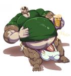  alcohol ambiguous_species anthro balls beer beer_mug belly beverage big_balls big_belly big_muscles big_penis bobert clothing curled_horns erection eyes_closed genitals hi_res holding_object horn huge_balls huge_muscles huge_penis hyper hyper_balls hyper_genitalia hyper_muscles hyper_penis male musclegut muscular nipples penis shirt simple_background smile topwear underwear white_background 