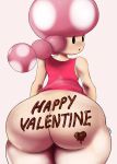  &lt;3 big_butt body_writing bottomless butt candy chocolate clothed clothing female food hi_res huge_butt humanoid looking_back lyn_nyl mario_bros nintendo not_furry solo thick_thighs toad_(mario) toadette video_games wide_hips 