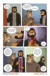  2020 anthro beard claws clothed clothing comic curtains dialogue douglas_kim dress_shirt dressing english_text eyewear facial_hair father father_and_child father_and_son felid fur glasses hi_res holding_object male mammal mature_male necktie open_mouth orange_body orange_fur pantherine parent parent_and_child pink_nose purple_eyes shirt sideburns son stripes suit teeth text tiger topwear url 