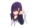  halfway long_hair original purple_eyes purple_hair school_uniform white 