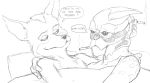  alien canid canine english_text fox frederyk_phox garrus male male/male mammal mass_effect monochrome nintendo star_fox text turian video_games 