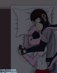  2018 anthro augustus_(charlieascende) bed black_body black_fur black_hair charlieascende clothed clothing dreamkeepers duo eyes_closed female fur furniture hair haplorhine male male/female mammal monkey pillow pink_body pink_fur pink_hair pink_nose primate romantic_couple sleeping viriathus 