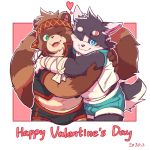  &lt;3 1:1 2020 anthro belly blue_eyes brown_body brown_fur bulge canid canine canis clothing duo fur green_eyes holidays hug humanoid_hands kemono male male/male mammal one_eye_closed raccoon_dog slightly_chubby tanuki text underwear valentine&#039;s_day wink wolf wolfsoul 