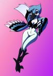  anthro avian bird blue_jay corvid female hi_res jay_(bird) looking_at_viewer mati new_world_jay raised_tail seductive simple_background solo thelonecrow thigh_gap whitephoenix52_(artist) 