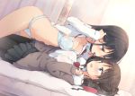  2girls bow chocolate homura_subaru original school_uniform see_through yuri 