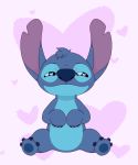  &lt;3 &lt;3_background &lt;3_eyes 2019 4_fingers 4_toes alien black_eyes blue_body blue_claws blue_fur blue_nose blue_pawpads claws digital_drawing_(artwork) digital_media_(artwork) disney experiment_(lilo_and_stitch) fingers fur head_tuft lilo_and_stitch marshmallowbunnykins notched_ear pawpads pink_background simple_background sitting smile solo stitch_(lilo_and_stitch) toes tuft 