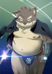  absurd_res asian_clothing belly canid canine canis clothing domestic_dog east_asian_clothing fundoshi hi_res japanese_clothing male mammal melee_weapon moritaka nipples q14658091 scar slightly_chubby solo sword tokyo_afterschool_summoners underwear video_games weapon 