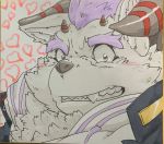  &lt;3 behemoth_(housamo) blush grin hi_res horn male monster smile tokyo_afterschool_summoners traditional_media_(artwork) video_games yukikazefactory 