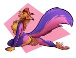  anthro breasts butt claws digital_media_(artwork) feet female fur hair mammal nicnak044 nipples nude open_mouth paws pose rodent sciurid simple_background smile solo stretching tongue whiskers yoga 