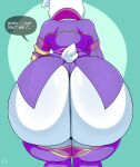 absurd_res anthro anus armwear bear big_butt butt clothing cosplay elbow_gloves femboy fur gloves handwear hi_res huge_butt ivy_valentine keith_(pennyftzgerald) kirbot12 male mammal polar_bear purple_armwear purple_clothing purple_elbow_gloves purple_gloves purple_handwear short_tail solo soul_calibur speech_bubble tail teapot_(body_type) teddy_bear_(species) thick_thighs ursine white_body white_fur wide_hipped_anthro wide_hipped_male wide_hips