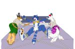 5_fingers 5_toes accessory anklet anthro barefoot bdsm bed between_toes bird_dog black_ears black_nails black_nose black_spotted_fur black_spotted_tail black_toenails blue_eyes blue_hair blue_nails blue_toenails blush bondage bottomwear bound bow_ribbon breasts canid canine canis claws clothed clothing colored_nails countershade_feet countershading curling_toes domestic_dog dominant dominant_female ear_piercing ear_ring ear_tuft eyes_closed fay_(star_fox) feathers feet felid feline female fingers fire-fox-sf fluffy fluffy_tail foot_fetish foot_focus fox fur furgonomics furniture gold_anklet gold_bra gold_ear_piercing gold_ear_ring green_bottomwear green_clothing green_pants grey_clothing grey_jacket grey_rope grey_topwear group hair hair_accessory hair_bow hair_ribbon headdress hi_res holding_feather humanoid_feet humanoid_hands hunting_dog jacket jewelry krystal_(star_fox) laugh loincloth looking_at_another loose_feather lying lying_on_bed lynx mammal miyu_(star_fox) multipe_doms nails navel nintendo on_back on_bed open_mouth open_smile pants piercing pink_feather plantigrade purple_bed_sheet purple_bottomwear purple_clothing purple_feather purple_pants red_bow red_bow_ribbon red_hair_bow red_nails red_toenails restrained_arms restrained_legs restraints ribbons ring_piercing rope rope_bondage simple_background skimpy smile soles spaniel star_fox submissive submissive_female tail tail_accessory tail_between_toes tail_tickle teeth tickle_torture tickling tickling_armpits tickling_feet toe_claws toenails toes tongue topwear trio tuft two_doms_one_sub white_background white_body white_bottomwear white_clothing white_fur white_loincloth white_soles yellow_body yellow_fur