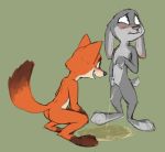  blush bodily_fluids cub disney ear_blush embarrassed fluffy fluffy_tail genital_fluids hi_res judy_hopps mc1 nick_wilde nude sketch urine watersports young zootopia 