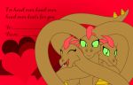  &lt;3 3_heads badumsquish english_text fan_character fangs female green_eyes green_sclera hi_res holidays hydra match_pan_and_serpentine_(oc) multi_head my_little_pony slit_pupils text valentine&#039;s_day valentines_day_card 