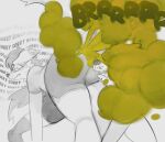 all_fours anthro butt canid canine canis casey_(dmb) clothed clothing contortionism dialogue duo embarrasment embarrassed fart fart_cloud farting_on_another farting_on_face flexible gassy hi_res hybrid lichee male male/male mammal maned_wolf mephitid ramsey_(dmb) skunk smelly tail thick_tail twister wolf