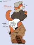  anthro blacksad boots bottomwear bottomwear_down camera clean_diaper clothed clothing diaper english_text eyebrows footwear furgonomics hat headgear headwear hi_res https://bsky.app/profile/kuneho.bsky.social/post/3lahxjxfuo22b least_weasel male mammal mustelid musteline offscreen_character pants pants_down partially_clothed pawprint_diaper shirt shoes solo tail text topwear true_musteline wearing_diaper weasel weekly 