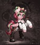  2020 bottomwear clothing equid equine eyewear fan_character female goggles hi_res inowiseei mammal my_little_pony on_hind_legs pants pterippus smile solo steampunk wings 