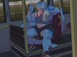  abs anthro balls biceps big_balls big_penis bottomwear bulge bus clothing commercial_vehicle erection fish genitals hi_res male marine muscular muscular_male nimbuswhitetail_(artist) nipples pecs penis phone piercing public_transportation shark shirt shorts sitting sneakers solo tank_top topwear vehicle vehicle_for_hire vein veiny_penis 