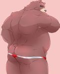  2020 anthro belly blush butt clothing cromren hi_res kemono male mammal overweight overweight_male pubes scar simple_background solo underwear ursid 