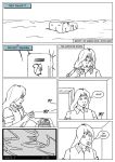  5_fingers clothed clothing collared_shirt comic cuffed_sleeves dialogue digital_drawing_(artwork) digital_media_(artwork) english_text eyebrows female fennex fingers fully_clothed holding_object holding_pencil human inside keyboard line_art mammal monochrome open_mouth outside pencil_(object) profanity rodent sciurid security security_camera solo sound_effects speech_bubble static text 